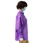 EPA Work Wear เสื้อโค้ทแล็บปลอดภัย ESD พร้อมตัวยึดสแน็ปสีม่วง