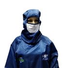 ISO 4 Cleanroom ESD เสื้อผ้าที่ปลอดภัยพร้อมบู๊ทส์ฮูดและหน้ากาก