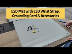 ESD สีเทา PVC โต๊ะ Mat แอนติสตาติก Mat กับปุ่มสําหรับพื้นที่ Antistatic