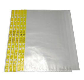 Polyethylene A4 A3 กระเป๋าเอกสาร Esd 11 Holes กระเป๋าใส่เอกสารขอบเหลืองอ่อน