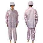 Lab Polyester ESD Antistatic Split Suit 5mm Grid Pink ออกแบบพิเศษ
