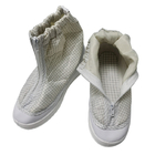 รองเท้าบูทสั้นผ้า ESD ป้องกันไฟฟ้าสถิตย์ PU สีขาวสำหรับห้องคลีนรูม