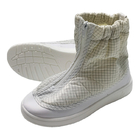 รองเท้าบูทสั้นผ้า ESD ป้องกันไฟฟ้าสถิตย์ PU สีขาวสำหรับห้องคลีนรูม