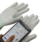 คลีนรูมโพลีเอสเตอร์คาร์บอนไฟเบอร์ถุงมือเคลือบ PU ป้องกันไฟฟ้าสถิตย์ ESD อุตสาหกรรม