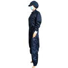 5mm Grid Dark Blue ESD Cleanroom Jumpsuit Coverall สำหรับอุตสาหกรรมอิเล็กทรอนิกส์
