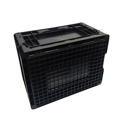 400*300*220MM กล่องพับกันสแตตติกสีดํากล่องพลาสติกหมุนเวียนกล่องพับกล่องพลาสติก