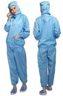 Cleanroom ESD Safe Clothing โพลีเอสเตอร์ป้องกันไฟฟ้าสถิตย์แจ็คเก็ตและกางเกงชั้น 1,000 - 10000