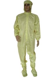 ซิปปิดโพลีเอสเตอร์ ESD Overalls พร้อมฮูด 98% PET 2% Conductive Fiber