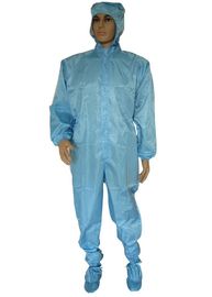 ซิปปิดโพลีเอสเตอร์ ESD Overalls พร้อมฮูด 98% PET 2% Conductive Fiber