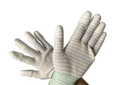 ปาล์ม PVC Dotted Type ถุงมือป้องกันไฟฟ้าสถิตย์ PU Top Coated Striped Nylon