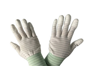 ปาล์ม PVC Dotted Type ถุงมือป้องกันไฟฟ้าสถิตย์ PU Top Coated Striped Nylon