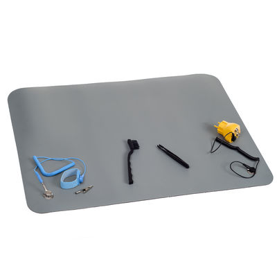 ESD สีเทา PVC โต๊ะ Mat แอนติสตาติก Mat กับปุ่มสําหรับพื้นที่ Antistatic