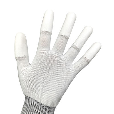 13 นิ้ว ขาวขยาย PU ผิวเคลือบถุงมือที่เหมาะสมสุด PU แถวมือทํางานพอลิเอสเตอร์