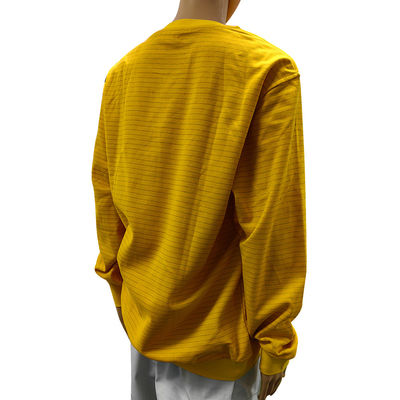 สีเหลือง 5 มิลลิเมตร สาย 99% ผ้าใบ + 1% ใยคาร์บอน ESD เสื้อแขนยาวต่อต้านสแตตติก สําหรับห้องปฏิบัติการ