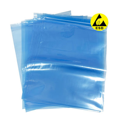 0.75mm*300*400mm กระเป๋าป้องกันแอนติสตาติกสีฟ้า ESD กระเป๋าล็อคซิปสําหรับห้องสะอาด