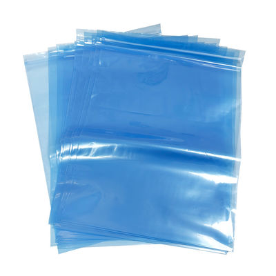 PE สีฟ้า ESD ซิปล็อคกระเป๋าป้องกัน สําหรับห้องสะอาดบรรจุชิ้นส่วนอิเล็กทรอนิกส์ขนาดเล็กและกลาง