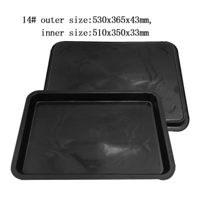 530x365x43mm ESD แอนติสตาติกสแควร์เทรย์ สีดํา พลาสติกสี่เหลี่ยม อบ ESD เทรย์ ESD อิเล็กทรอนิกส์วงกลม Turntable