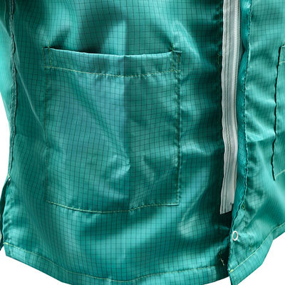 สีเขียวห้องสะอาด ESD แอนติสแตตติก เสื้อแขนสั้น