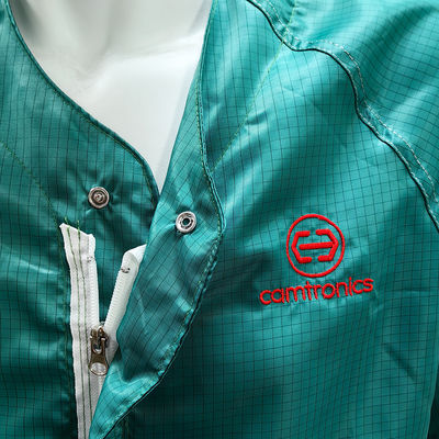 สีเขียวห้องสะอาด ESD แอนติสแตตติก เสื้อแขนสั้น