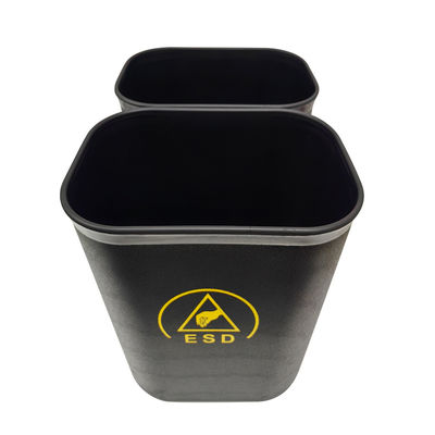 ถังขยะพลาสติกป้องกันไฟฟ้าสถิต ESD สีดำ ทรงสี่เหลี่ยม ขนาด 15 ลิตร สำหรับห้องคลีนรูม
