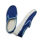 รองเท้าเซฟตี้ผ้าสีน้ำเงินเข้ม ESD รองเท้าป้องกันไฟฟ้าสถิตย์แบบไม่มีรูสำหรับพื้นที่ EPA