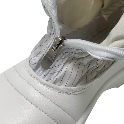 รองเท้านิรภัยหัวเหล็ก ESD ป้องกันไฟฟ้าสถิต สีขาว สำหรับชุดทำงานในโรงงานอุตสาหกรรม