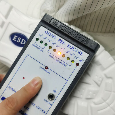 รองเท้านิรภัยหัวเหล็ก ESD ป้องกันไฟฟ้าสถิต สีขาว สำหรับชุดทำงานในโรงงานอุตสาหกรรม