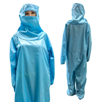 ESD Anti Static Full Body Suit Coverall With Hood And Mask Blue