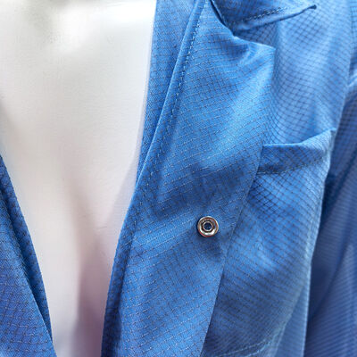 เสื้อแจ็คเก็ตคลีนรูมป้องกันไฟฟ้าสถิต ESD พร้อมผ้าตาข่ายเพชร