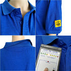 เสื้อโปโลแขนสั้น 4% นำไฟฟ้าไฟเบอร์ ESD ปลอดภัยเสื้อผ้าป้องกันไฟฟ้าสถิตย์