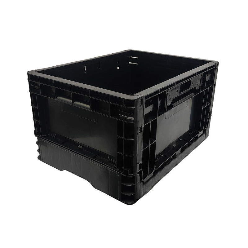 400*300*220MM กล่องพับกันสแตตติกสีดํากล่องพลาสติกหมุนเวียนกล่องพับกล่องพลาสติก